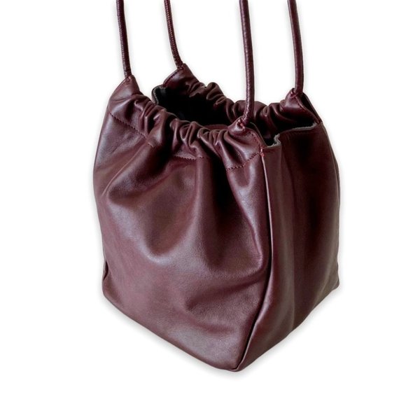 🙌Creatures of Comfort Italian Leather Burgundy Mini Pint Bucket Crossbody Bag - Picture 3 of 11